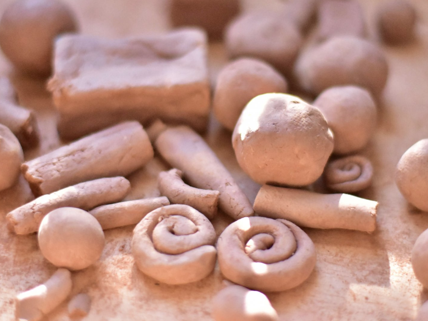 clay formed into balls and swirls